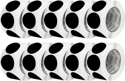 Perco Black 3-Inch Perforated Circle Dot Sticker Labels — 10 Rolls, 5,000 Round Stickers — with Permanent Adhesive for Moving Boxes, Sale Signage, Displays, Status Messaging—Made in USA