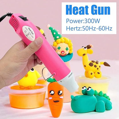 Mini Heat Gun, Portable Hot Air Gun Tool for DIY Crafts Heat Shrink Gun for Epoxy Resin, Embossing, Shrinking Wrapping Drying Paint Removing Stickers (Pink)