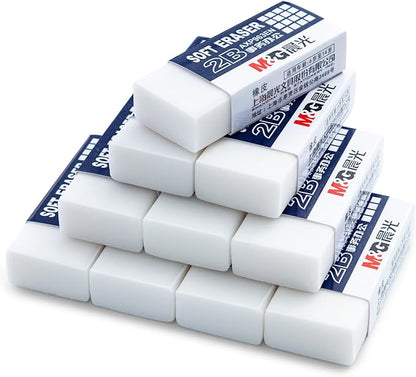 M&G 24 Pack Erasers Pencil Erasers, 2B White Rubber Eraser Rectangular Bulk for Kids School Students Office, Art Erasers for Drawing