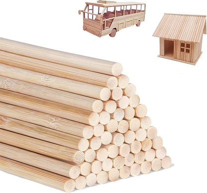 1/4 x 36 Inch 25PCS Dowel Rods Wood Sticks Wooden Dowel Rods - Unfinished Bamboo Sticks - for Crafts and DIYers