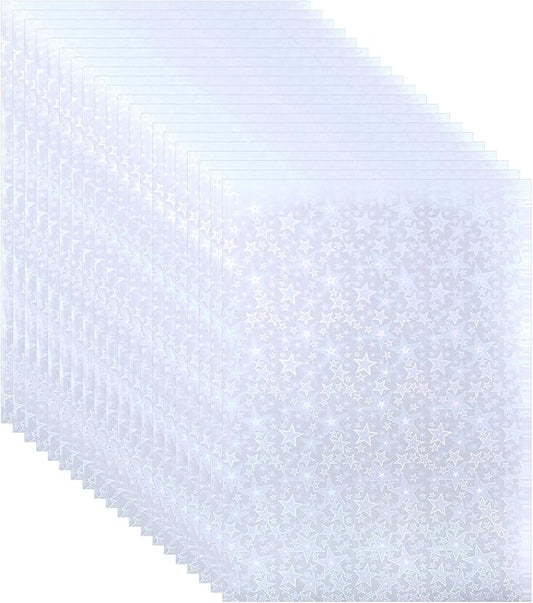 PATIKIL 11.7x8.3" Holographic Sticker Paper, 20Sheets A4 Polypropylene Self-Adhesive Transparent Waterproof Laminate Overlay Film for Photo Cards Scrapbook Decorations, Pentagram