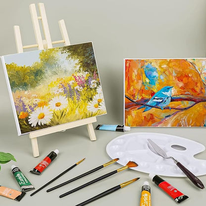 AROIC Wood Easels, Easel Stand for Painting Canvases, Art, and Crafts. (11.8 inch, 4 Pack), Tripod, Painting Party Easel, Kids Student Table School Desktop, Portable Canvas Photo Picture Sign Holder