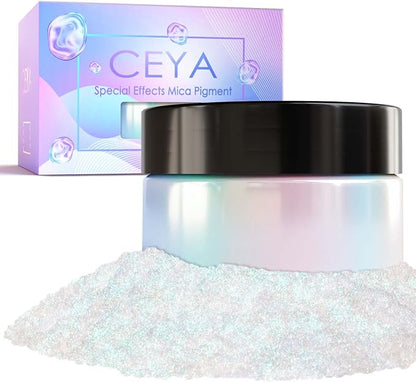 Ceya Chameleon Mica Powder, 1.8oz/ 50g Mermaid Chrome Nail Powder, Cosmetic Grade Pearlescent Effect Color Shift Pigment for Epoxy Resin, Makeup, Nail Polish, Soap Dye, Candle Making,Craft,Slime,Paint
