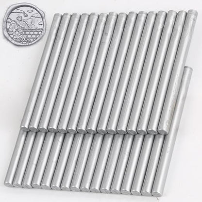 Silver Wax Seal Sticks, 30pcs Sealing Wax Sticks, HOSEALING Glue Gun Wax Seal Sticks for Wax Seal Stamp, Premium Sealing Wax for Wedding Invitations, Letter, Envelope (Mini Size)