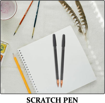 EXCEART3 Pcs Scratch Brush Pens Dual Tip Scratch Painting Stylus Pens with Protective Caps Plastic Drawing Tools