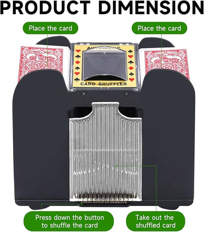 Unniweei Automatic Card Shuffler, Battery-Operated Electric Shuffler, Casino Card Game for Poker, Home Card Game, UNO, Phase10, Texas Hold'em, Blackjack, Home Party Club Game