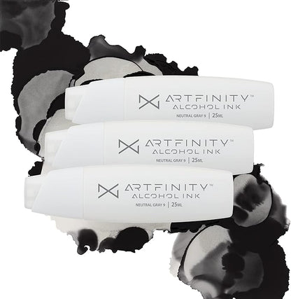 Alcohol Inks 3 Pack - Vibrant, Professional, Dye-Based Alcohol Inks for Artfinity Alcohol Markers, Artists, Drawing, & More! - Neutral Grey 9 NG9