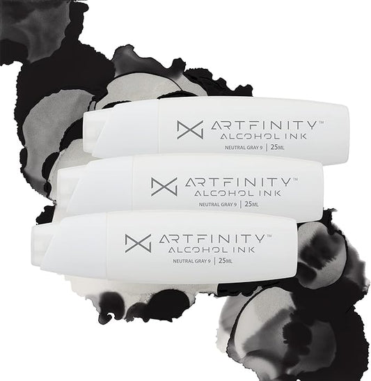 Alcohol Inks 3 Pack - Vibrant, Professional, Dye-Based Alcohol Inks for Artfinity Alcohol Markers, Artists, Drawing, & More! - Neutral Grey 9 NG9