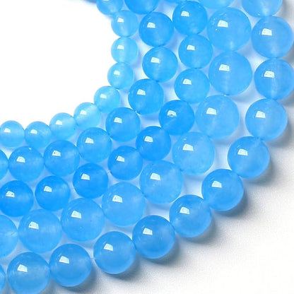 8MM Natural Stone Aquamarine Blue Chalcedony Beads Round Loose Beads for Jewelry Making Bracelet 90pcs 2 Strands 32"
