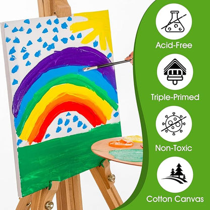 Stretched Canvas for Painting, Multi Size 11x14, 9x12, 8x10, 5x7, 4x4(4 of Each), 20 Packs Primed Blank Canvases, Very Good for Beginners or Professionals.