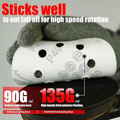 Sanding Disc 5 Inch 8 Hole, 100 Pcs Orbital Sanding Discs Hook and Loop, Sandpaper for Wood, 40 Grit Sand Paper for Random Orbital Sander