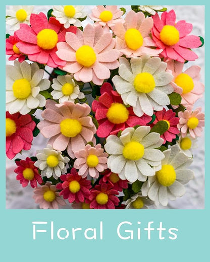 DIY Felt Flower Art Craft Kit, Daisy Bouquet Kit, Floral Gifts, Beginner Craft Kit, Arrange Pre-Cut Flowers and Foliage