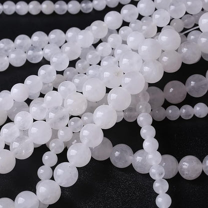 90PCS 4MM White Chalcedony Beads Round Loose Stone Beads for Jewelry Making DIY Energy Stone Healing Power Bracelet 15"