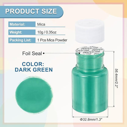 uxcell 10g/0.35oz Cosmetic Grade Mica Powder, 600 Mesh Mica Powder Natural Resin Epoxy Pigment Powders for Casting Resin, Candle Dye, DIY Nail Polish and Lip Gloss, Dark Green