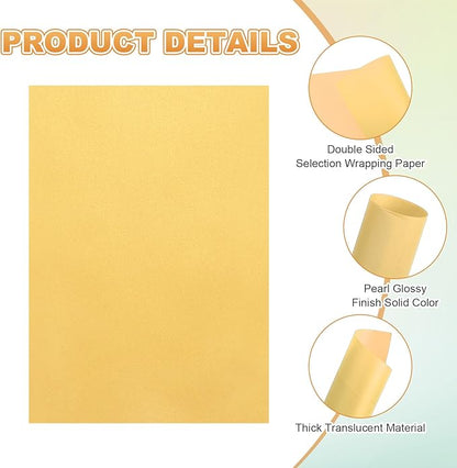 MECCANIXITY 100 Sheet Colored Vellum Paper 5.9" x 8.3", 100gsm Translucent Printable Vellum Sheets for Printing Wedding Invitations Inkjet Laser Printer, Bright Gold