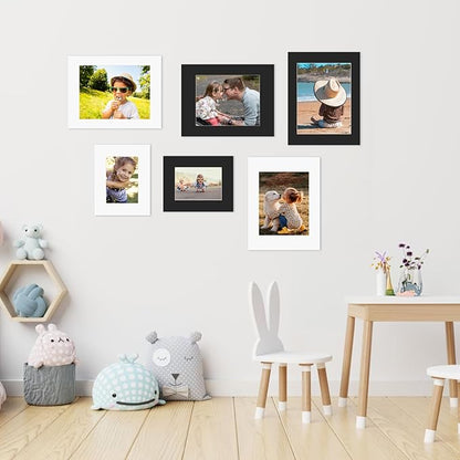 ZBEIVAN 11x14 Black Picture Mats with Core Bevel Cut Frame Mattes for 8.5x11 Pictures - Pack of 5