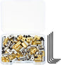 MECCANIXITY 70 Pcs Metal Locking Pin Backs, Locking Pin Keepers Clasp 9mm(H) with 4 Wrench Replacement in Storage Case for Badge, Brooch, Silver, Gold Tone