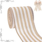 Burlap Ribbon Wired, Farmhouse Rustic White Stripe Ribbon for Gifts Wrapping DIY Crafts Floral Bows Wreath Making Party Supplies Holiday Home Decoration, 2.5 Inch x 10 Yards