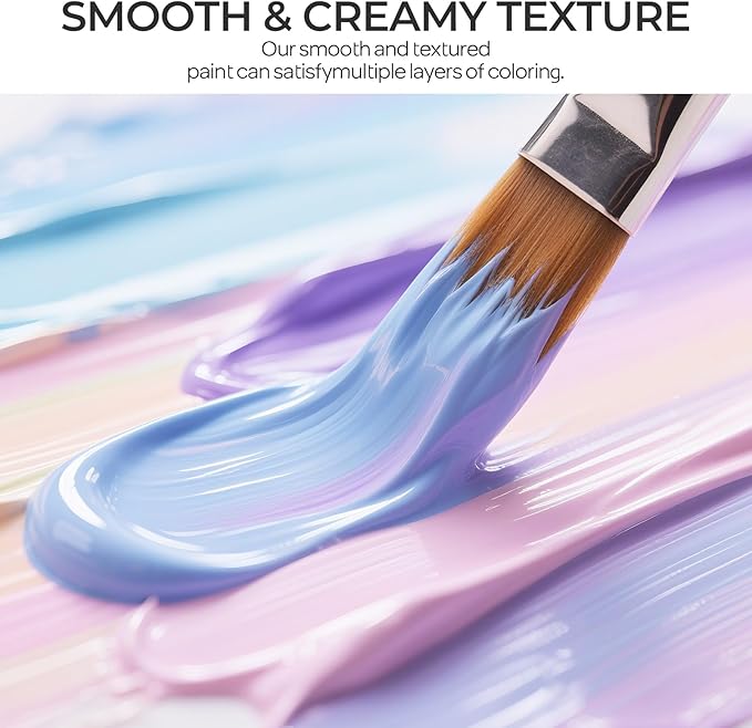 Nicpro 20 Colors Pastel Acrylic Paint Set (8.45 oz, 250 ml), Large Bulk Pastel Acrylic Paint, Non Toxic Art Painting Supplies for Canvas, Rock, Wood, Fabric, Ceramic, Craft, with Knife Color Wheel