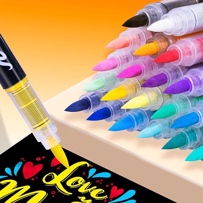 Guangna Acrylic Paint Markers,60 Colors with Direct-Liquid Ink Control System, Professional-Grade Paint Pen for Rock Painting, Canvas, Glass, Plastic, Fabric & Creative Crafts