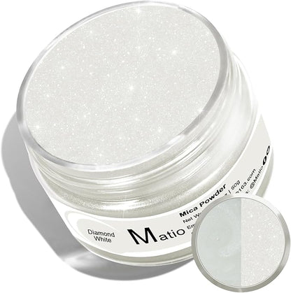 Matio Pearl White Mica Powder for Epoxy Resin, 1.8oz/ 50g Pearlescent Effect Mica Powder Natural Color Pigment for Soap Making, Bath Bomb, Candle Dye, Resin Craft,Paint,Nails Art,Jewelry,Slime Pigment