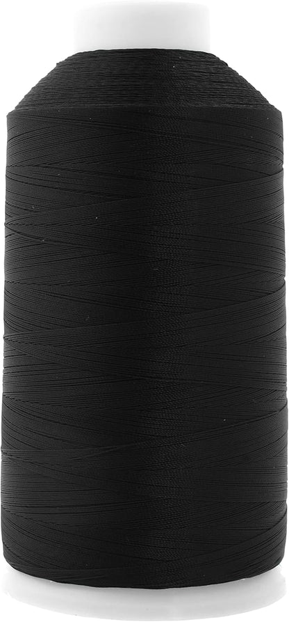 Mandala Crafts Bonded Nylon Thread Black Heavy Duty Sewing Threads - 415 YDs Size 346 210D T350 Tex 350 Thread for Leather Jeans Weaving Outdoor Marine Upholstery Threads