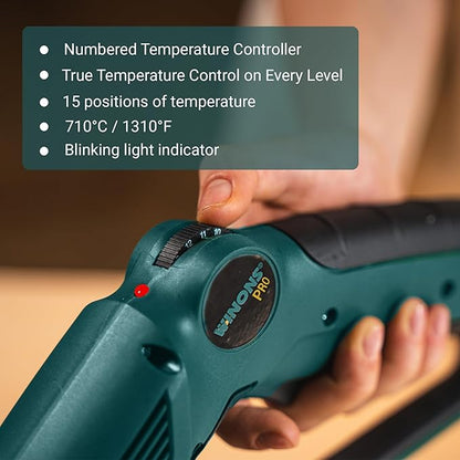 WINONS Hot Knife Foam Cutter Tool with Groover - 300W, Styrofoam Cutter WFC0012 with Numbered Temperature Controller - 710°C Max. Temp, Hot Wire Cutting Tool for all Kinds of Projects (Kit of 11)