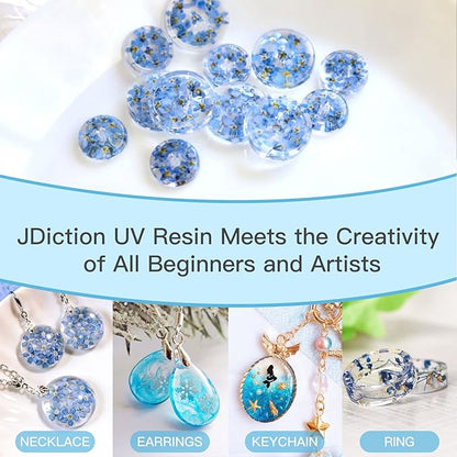 JDiction 400g UV Resin, New Formula Crystal Clear UV Resin Solar Cure Sunlight Activated Hard UV Resin Kit for Jewelry Making, Casting and Coating DIY Crafts