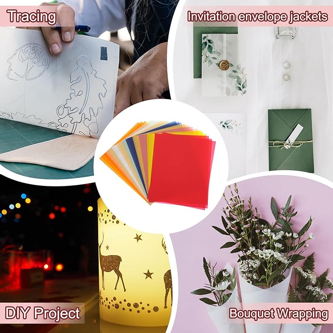 PATIKIL 30 Sheets Vellum Paper 4.25x5.5inches, Vellum Printable Translucent Paper 100GSM Colored for Invitations Laser Inkjet Printing Card Making Crafting Wedding Tracing, Gold Tone