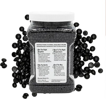 Blended Waxes, Inc. Bottle Sealing Wax Beads, Premium Pastille Wax Seal Beads For Wine, Beer, and Liquor Bottle Closure, Seals Between 25-30 Bottles, 1 lb, Gloss Black