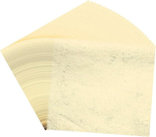 PATIKIL Gold Leaf Sheets for Art 3.7" x 3.4", 100 Pcs Gold Foil Sheet Metallic Leaf Papers for DIY Crafts Resin Furniture Nails Paintings Home Decoration, Champagne Silver