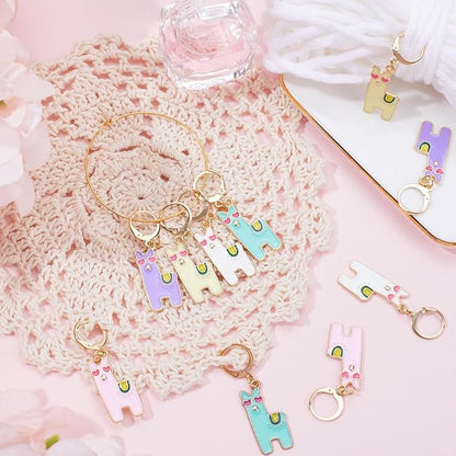 SUNNYCLUE 1 Box 20pcs Crochet Knitting Markers Stitch Charms Alpaca Cute Animals Locking Stitch Charm Crochet Knitting Markers for Weaving Sewing Needleworks DIY Crafts