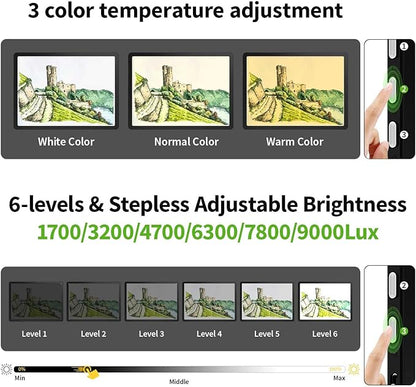 Zocelight Rechargeable A4 Tracing Light Box with Padded Case,Ultra Bright Led Light Pad with Physical Button,Wireless Light Board for Diamond Painting,Dimmable 9000LUX Lightbox for Tracing and Drawing