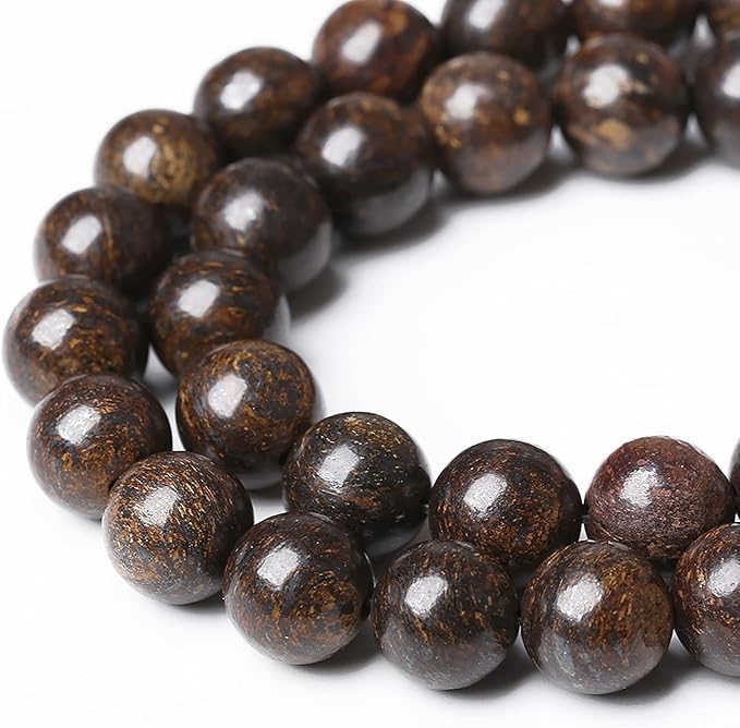 32pcs 12mm Natural Stone Beads Brown Bronzite Gemstone Round Loose Beads for Jewelry Making DIY Bracelet Necklace