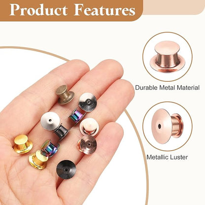 uxcell 40Pcs Metal Locking Pin Backs, Pin Keepers Locking Clasp Flat Head Clamp Needle Back Lock for DIY Brooch Crafts Badges Enamel Lapel, Rose Gold