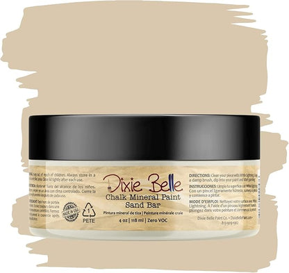 Dixie Belle Paint Company Chalk Finish Furniture Paint - Sand Bar (4oz) - Matte Neutral Tan Chic Chalk Mineral DIY Furniture Paint