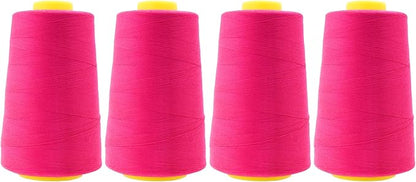 Mandala Crafts 4 Pack of Serger Threads Cones Spools - 40S/2 24000 Yards Polyester Hot Pink Threads for Sergers Machine and Overlock Quilting Sewing Machine