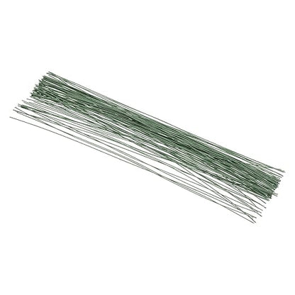 PATIKIL 20 Gauge 16" Floral Stem Wire, 100 Pcs Paper Wrapped Iron Artificial Flower Stem Accessories for DIY Bouquet Stem and Craft Decoration, Dark Green