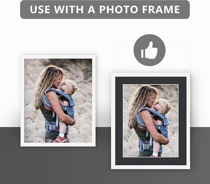 10 Pack Pre-Cut 11 x 14 Black Picture Mats for 8.5x11 Photos - White Core Bevel Cut Frame Matte, Acid Free, Ideal for Frames/Artwork/Prints
