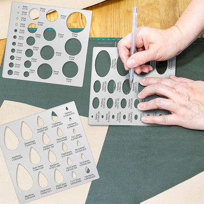 3PCS Metal Stencils Ellipse Teardrop Circle Template for Drafting Round Stencil Jewelry Making Templates Art Oval Tool Metal Geometric Stencil for Office and DIY Bracelets Earrings