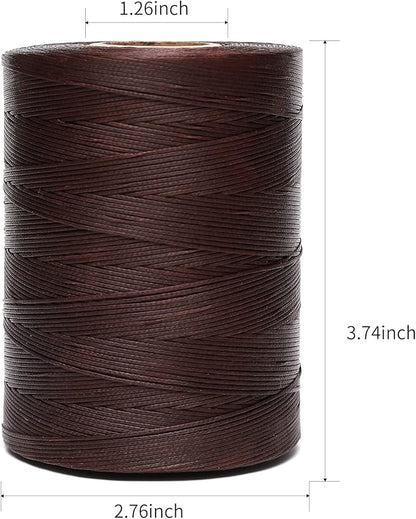 Waxed Thread,852Yards 150D 0.8mm Flat Polyester Wax Thread for Hand Sewing Leather Craft DIY Projects Shoes Repair Book Binding(Deep Brown)