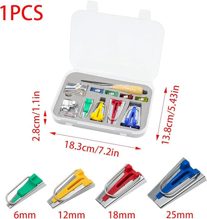 Funstreet Comprehensive Bias Tape Maker Kit, Fabric Tape Tools Sewing Machine Presser Foot, Sewing Clips Ball Point Pins, Awl for Fabric Sewing/Quilting