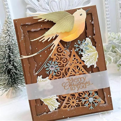 Mvchifay Cutting Dies for Card Making Metal Die-Cuts Scrapbooking Tool Hollow Frame DIY Craft Punch Template Embossing for Paper Album Decor (3 Christmas Tree-14.3x9.1cm)