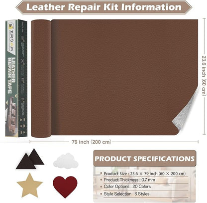 Leather Repair Tape, 23.6x79 inch Leather Patches for Furniture, Self Adhesive Leather Repair Patch for Sofas, Couches, Leather Covers, Seats, Chairs, Vinyl Repair Tape Dark Gray