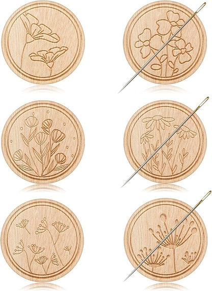 TXIN 6-Piece Magnetic Needle Nanny - Flower Patterned Needle Keepers for Cross Stitch, Embroidery, Crafts & Needlework Supplies