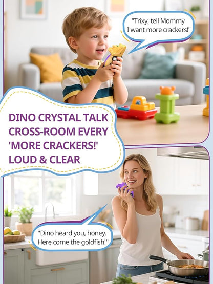 Dinosaur Walkie Talkies for Kids Rechargeable, Dino Toy Cars for Boys & Girls Ages 3-7, Crystal-Clear Audio, 48H Play, Fun Indoor & Backyard, Birthday Xmas Gifts for Toddler, 2 Pack