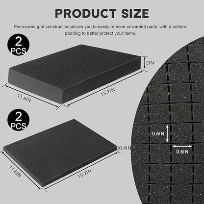 Pick and Pluck Foam Sheets, 2Pcs 16 x 12 x 2 Inch Pick Apart Foam Insert and 2Pcs 16 x 12 x 0.4 Inch Bottom Padding for Camera Storage, Crafts, Tool Box, Storage Drawer