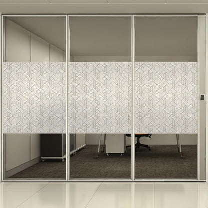 DKTIE Geometric Art Stained Glass Window Film Bathroom Window Privacy Film Frosted Glass Static Clings Non Adhesive with Installation Tools, Modern Home Improvement Style (S120, 17.7'' x 78.7'')