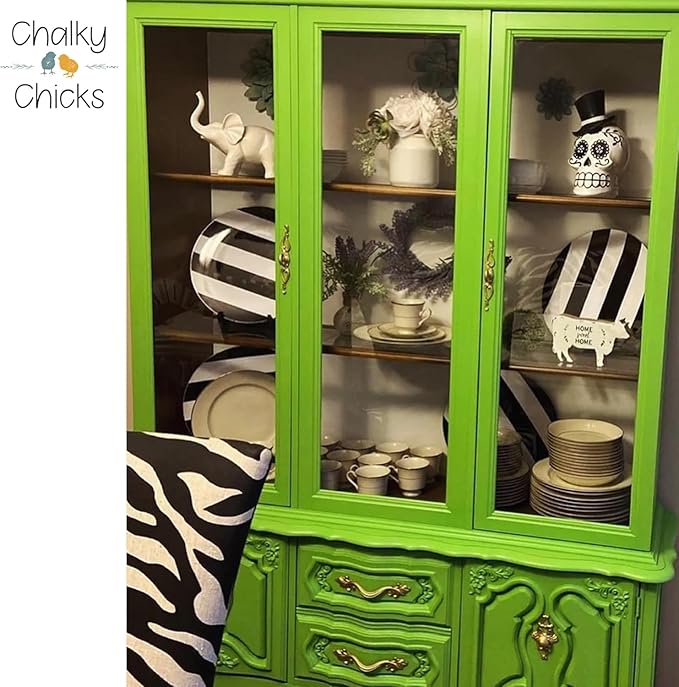 Chalky Chicks All-in-One Chalk Paint for Furniture or Cabinet - 8 Fl Oz - Matte Finish Pistachio (Lime Green) for Metal, Wood Furniture Paint - No Sanding All-in-One for Home Decor & Crafts, USA Made