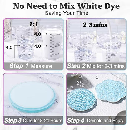 LET'S RESIN EPOXY RESIN White Epoxy Resin,44OZ Bubble Free & High-Gloss Epoxy Kit,Self Leveling Resin and Hardener for Art Crafts,Jewelry Making,Wall Clock